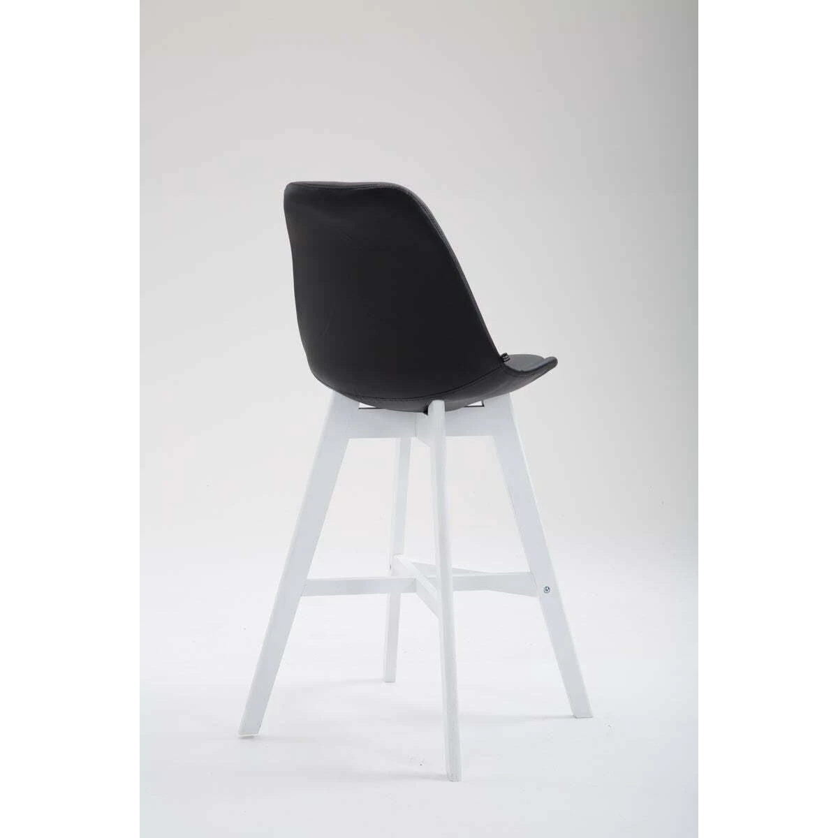 Tabouret De Bar Design Scandinave Moderne En Similicuir Noir Pieds En ... – Image 4