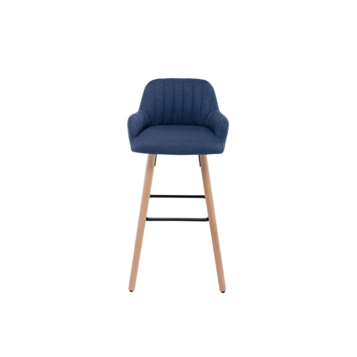 Lot De 2 Tabourets De Bar En Tissu Et Pieds Bois De HĂȘtre - Bleu - EL... â Image 3