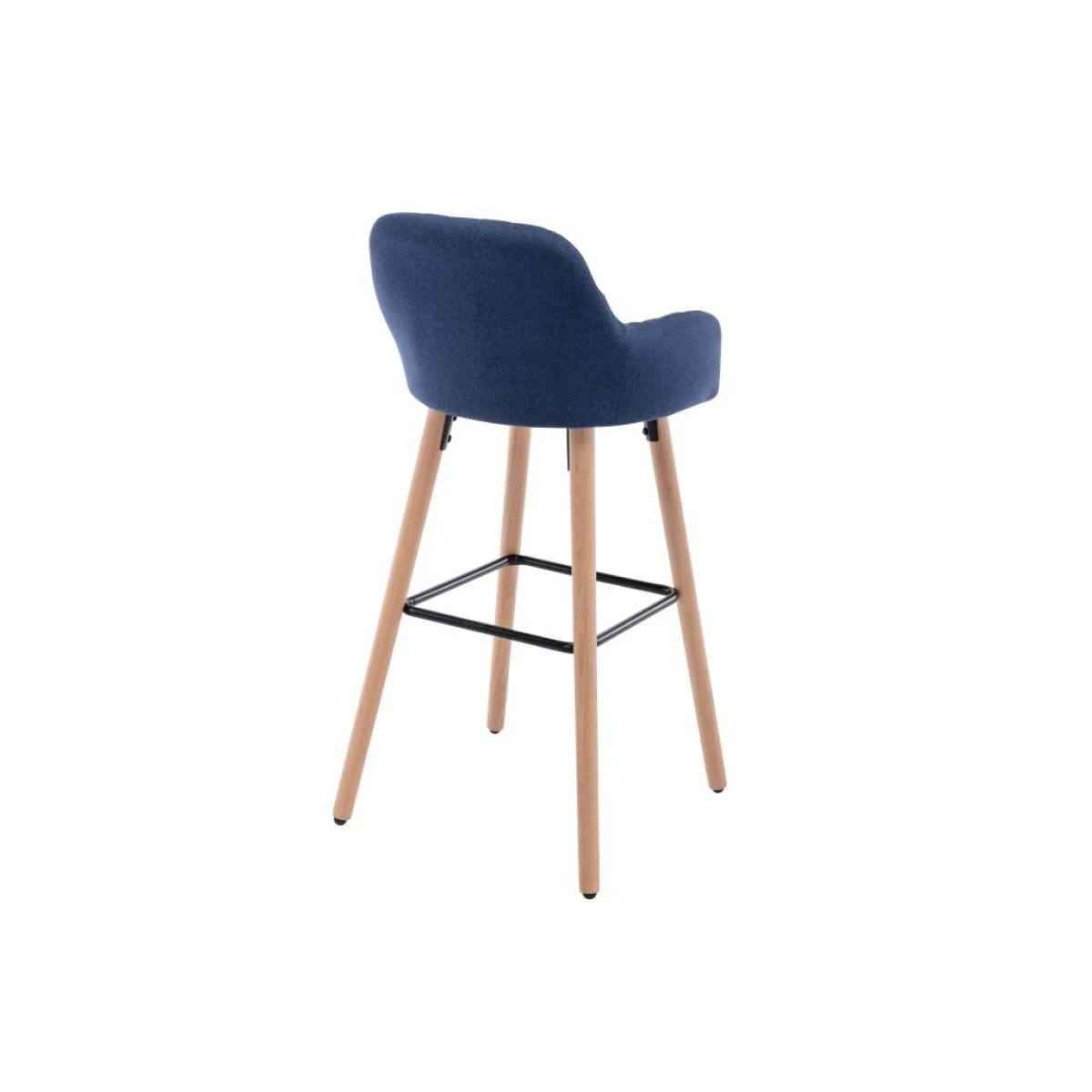 Lot De 2 Tabourets De Bar En Tissu Et Pieds Bois De HĂȘtre - Bleu - EL... â Image 5