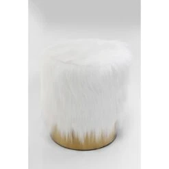 Tabouret Fausse Fourrure Blanc YETI
