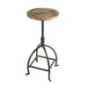 Tabouret Industriel Hauteur Ajustable Bois De Manguier Et Métal - RON...