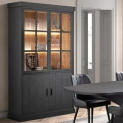 Vaisselier 120 Cm Contemporain Noir RAFFAELLA