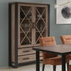 Vaisselier 120 Cm Couleur Bois Contemporain TOMMY