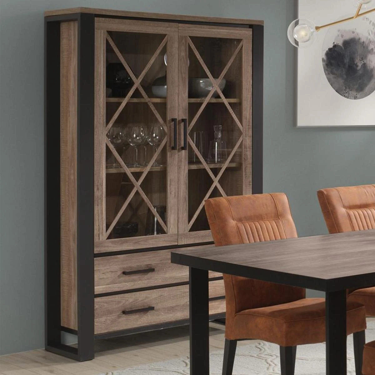 Vaisselier 120 Cm Couleur Bois Contemporain TOMMY – Image 2