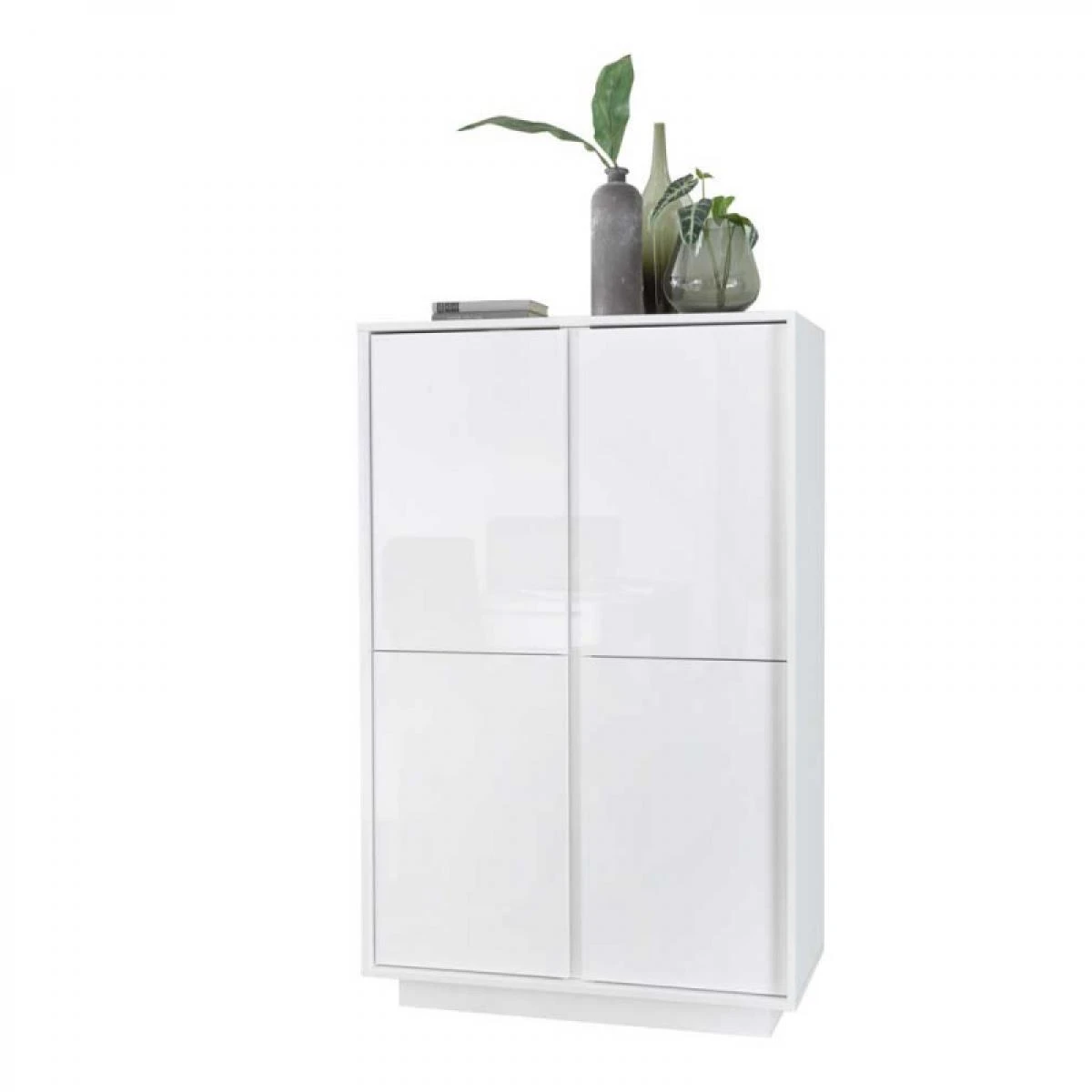 Vaisselier 4 Portes Blanc Laqué Brillant - BURANO