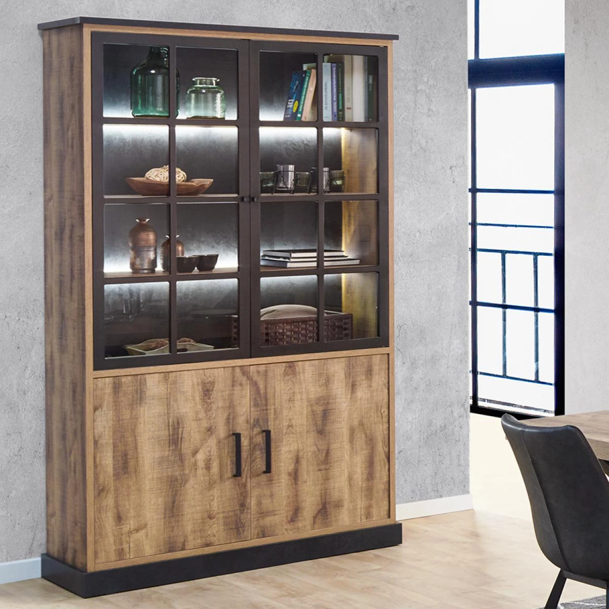 Vaisselier Industriel Couleur Bois Foncé OSWALD