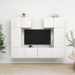VidaXL Ensemble De Meuble TV 6 Pcs Blanc Aggloméré
