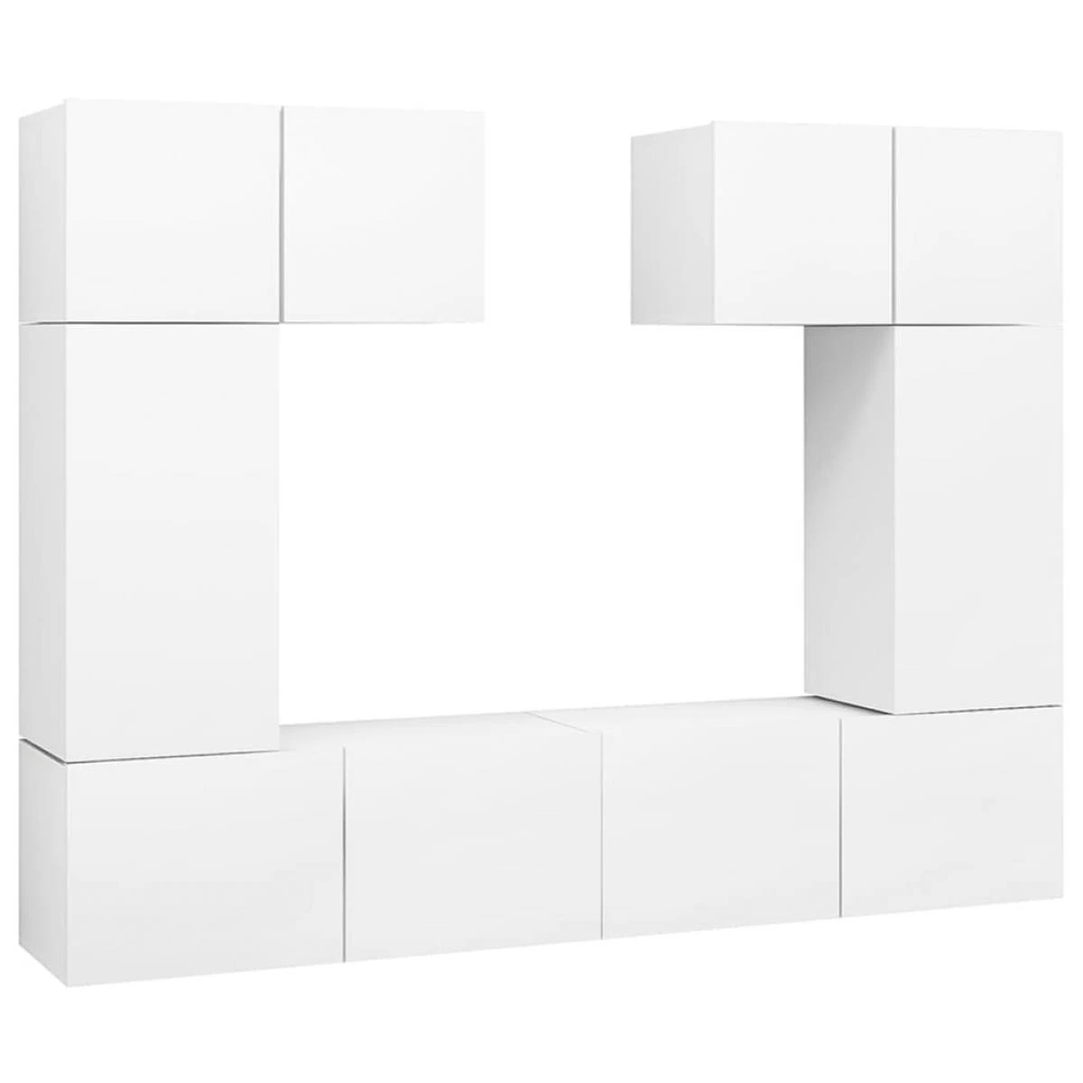 VidaXL Ensemble De Meuble TV 6 Pcs Blanc Aggloméré – Image 2