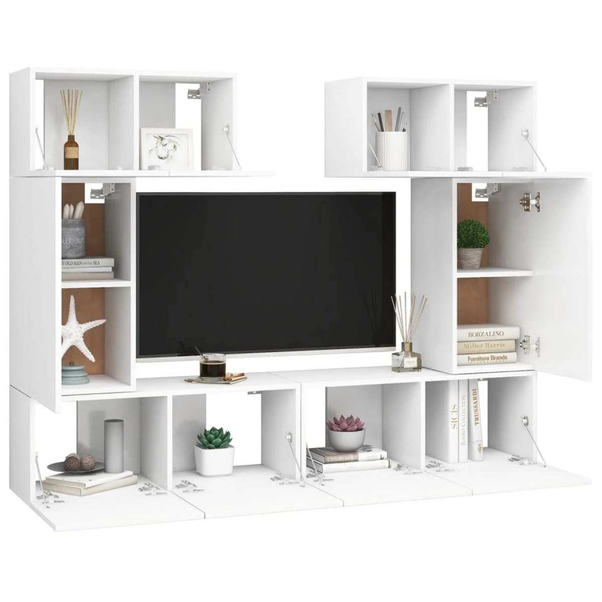 VidaXL Ensemble De Meuble TV 6 Pcs Blanc Aggloméré – Image 3