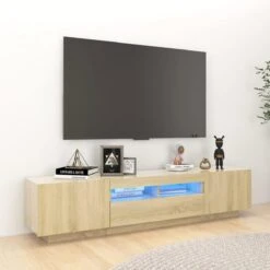VidaXL Meuble TV Avec Lumières LED Chêne Sonoma 180x35x40 Cm