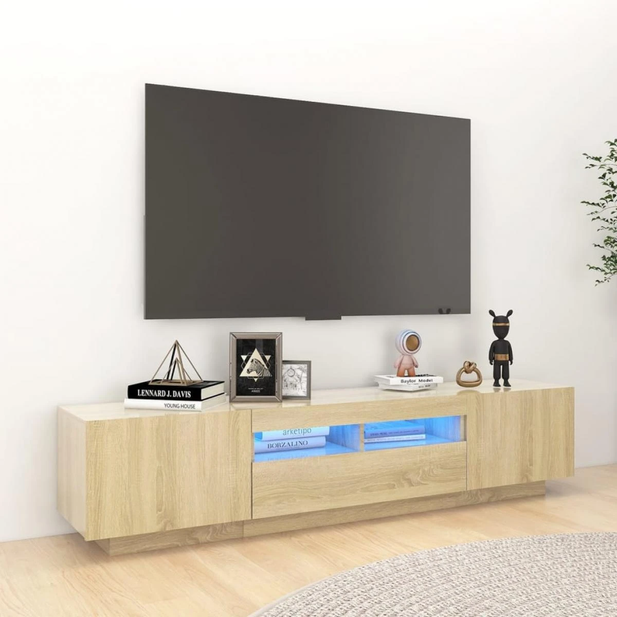 VidaXL Meuble TV Avec Lumières LED Chêne Sonoma 180x35x40 Cm 1 VidaXL Meuble TV Avec Lumières LED Chêne Sonoma 180x35x40 Cm