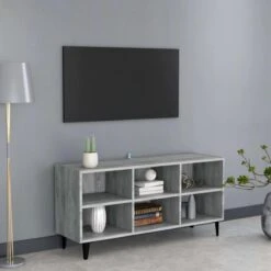 VidaXL Meuble TV Avec Pieds En Métal Sonoma Gris 103,5x30x50 Cm