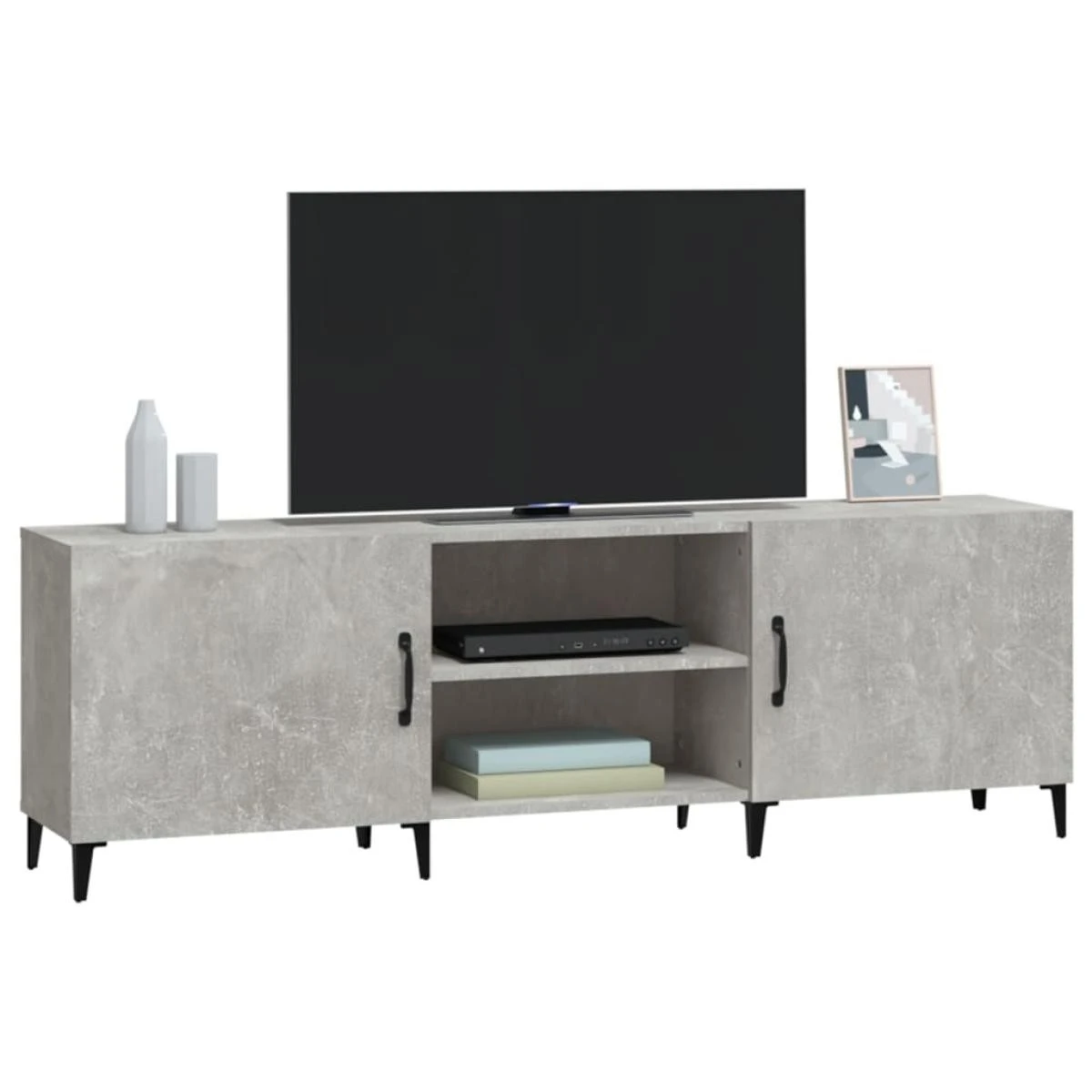 VidaXL Meuble TV Gris Béton 150x30x50 Cm Bois D'ingénierie – Image 4