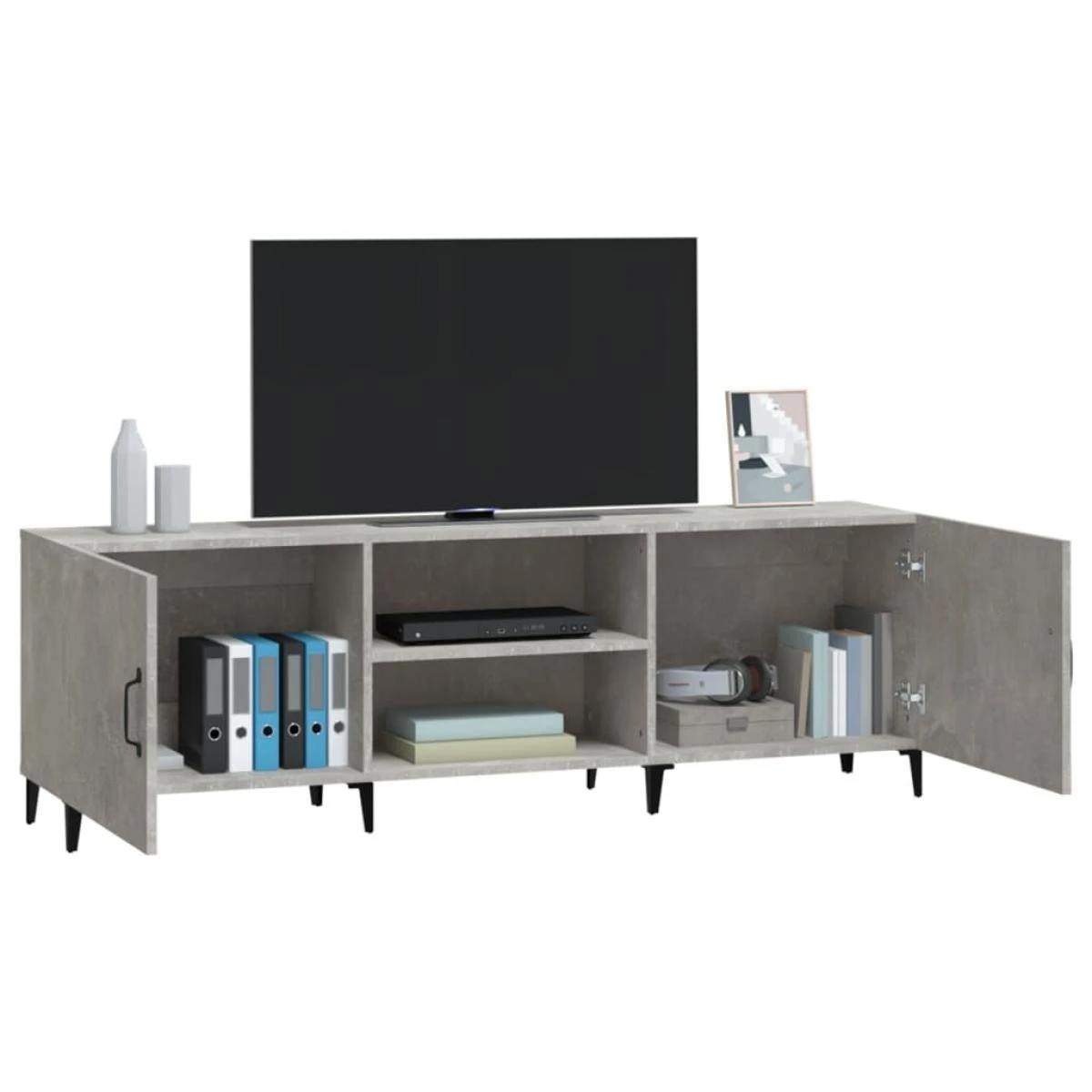 VidaXL Meuble TV Gris Béton 150x30x50 Cm Bois D'ingénierie – Image 5