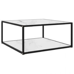 VidaXL Table Basse Blanc 80x80x35 Cm Verre Trempé