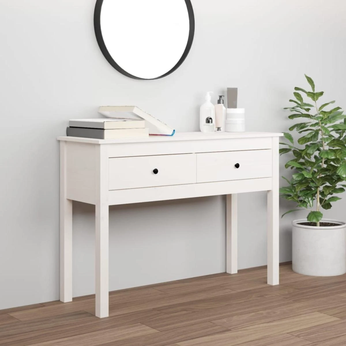VidaXL Table Console Blanc 100x35x75 Cm Bois Massif De Pin