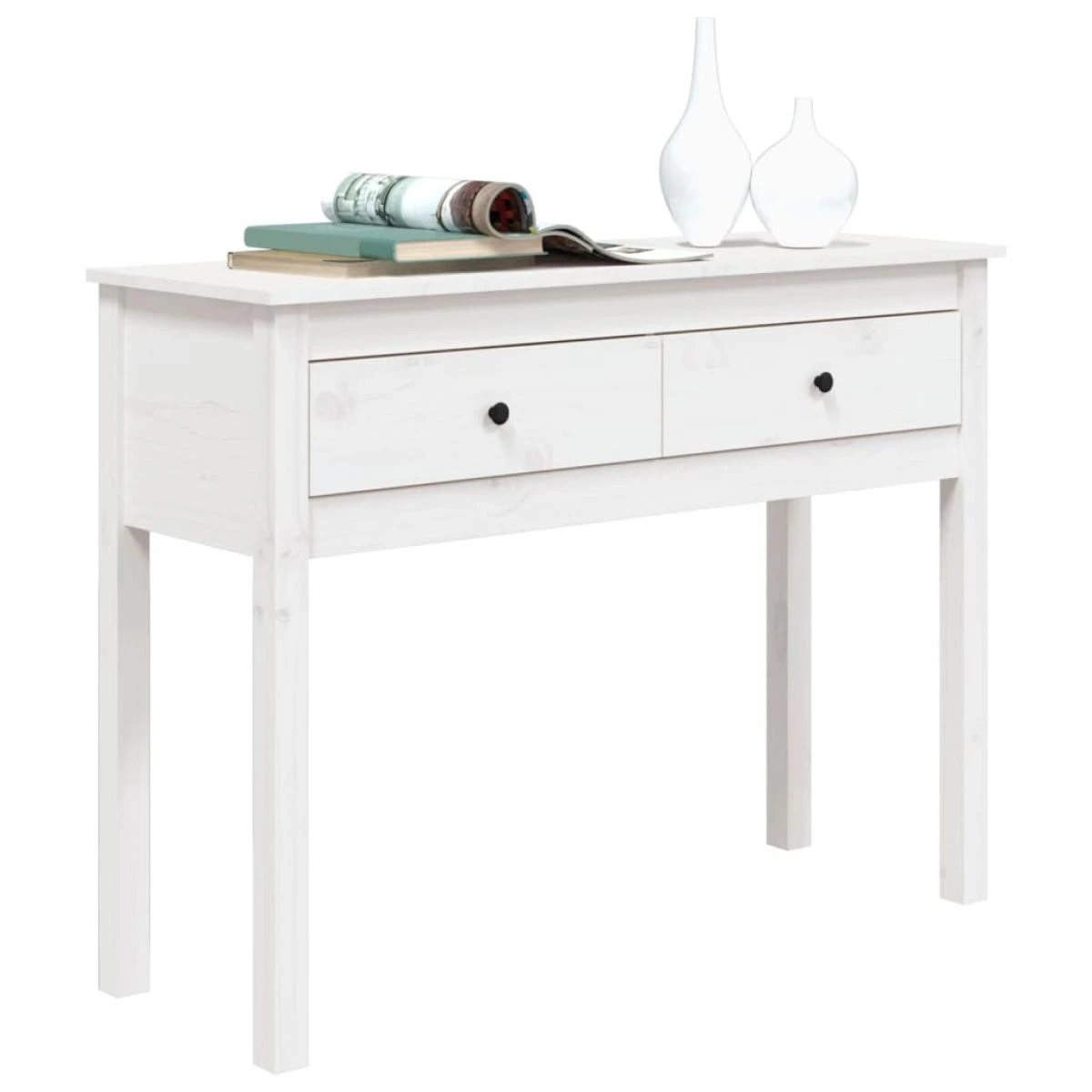 VidaXL Table Console Blanc 100x35x75 Cm Bois Massif De Pin – Image 3