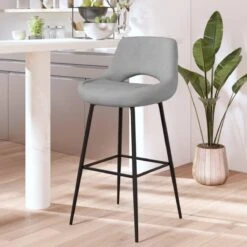 VidaXL Tabouret De Bar Gris Clair Velours