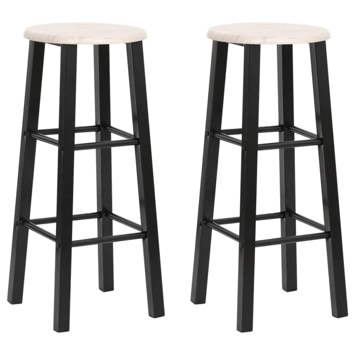 VidaXL Tabourets De Bar 2 Pcs Noir MDF