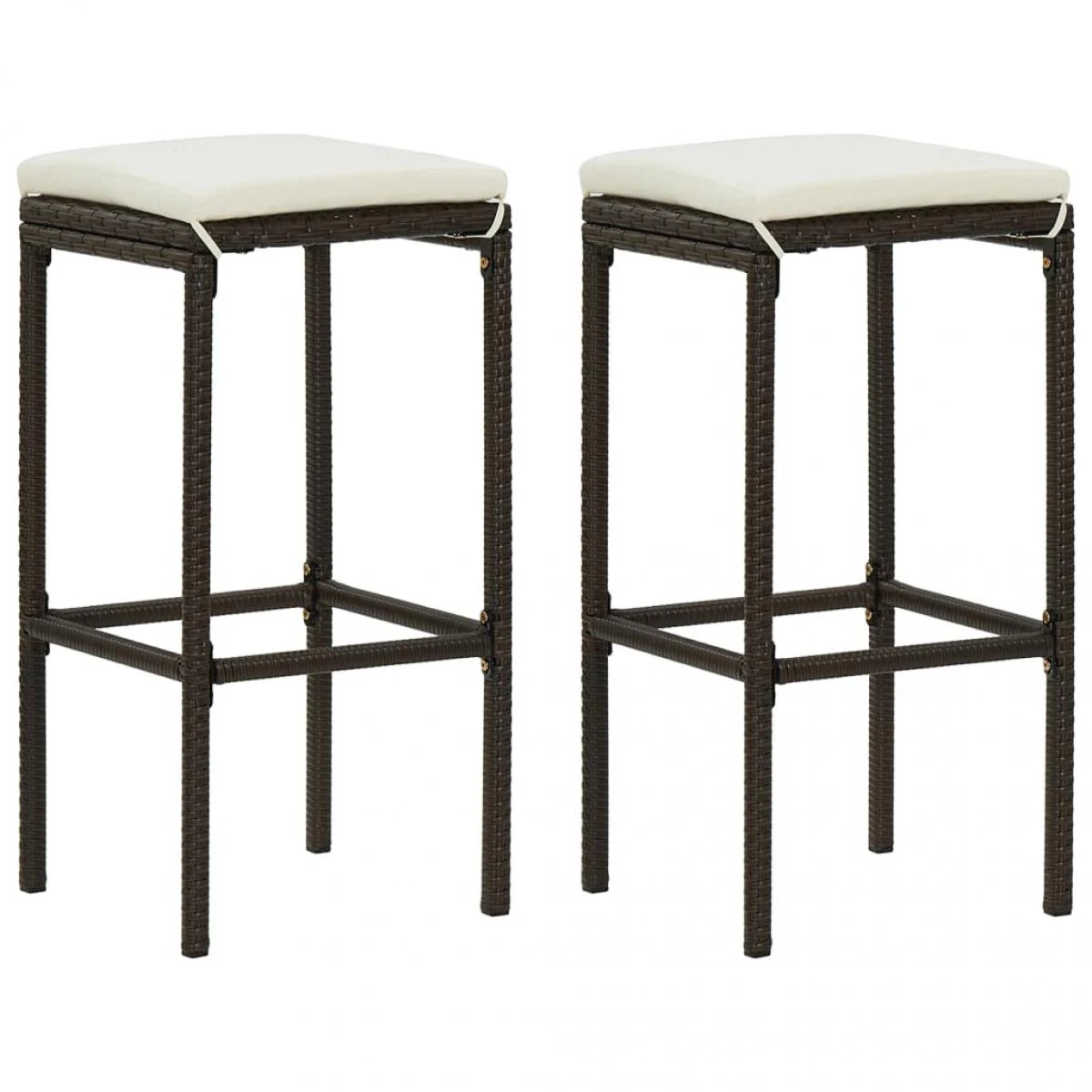 VidaXL Tabourets De Bar Avec Coussins 2 Pcs Marron Résine Tressée
