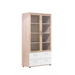 Vitrine 2 Portes/ 4 Tiroirs TOLEDO Décor Chêne Sonoma/blanc
