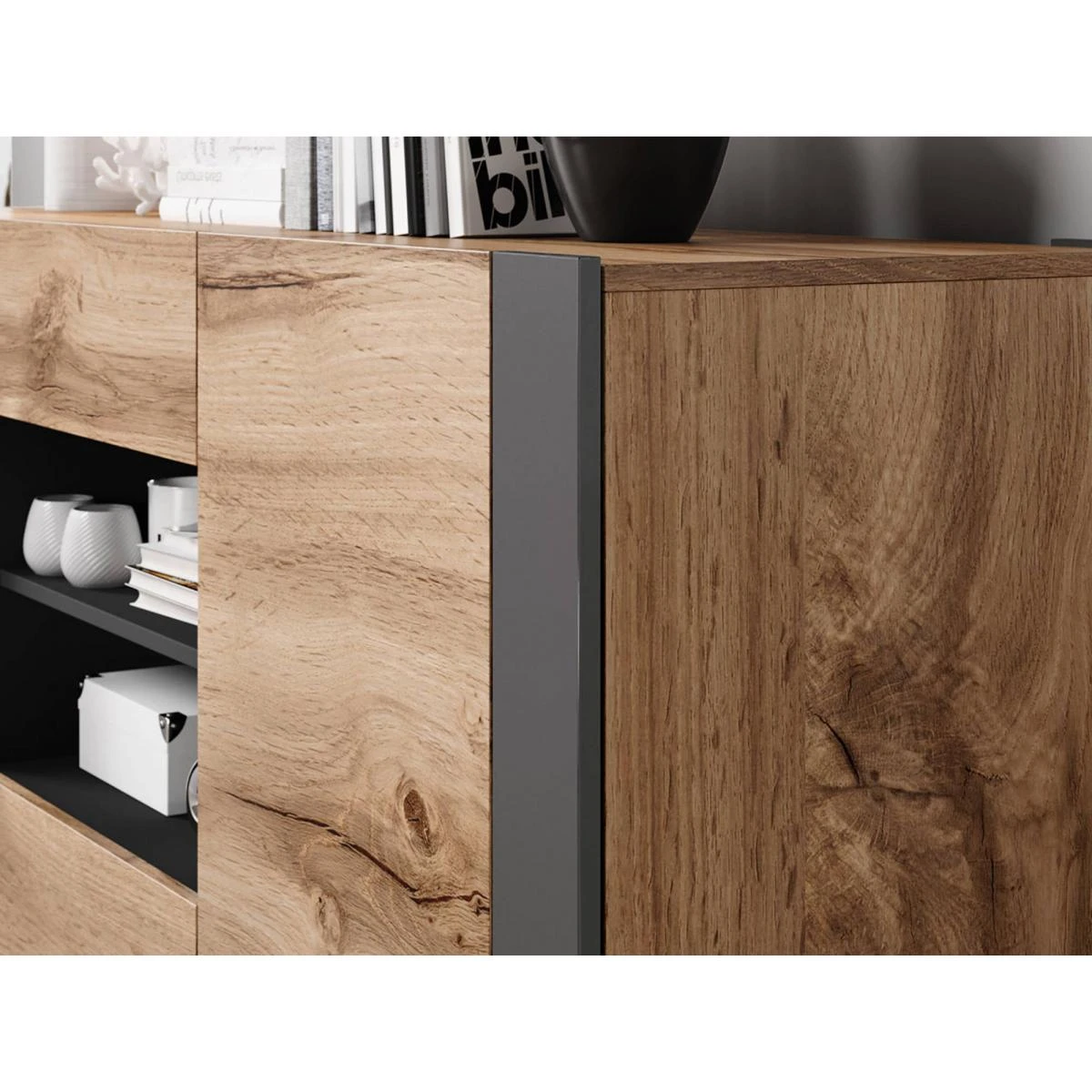 Willow - Buffet Bas - Bois Et Gris - 164 Cm - Style Industriel – Image 3