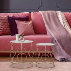 WOMO-DESIGN Table Gigogne Verre Miroir Table Basse En Métal Doré Ø ...