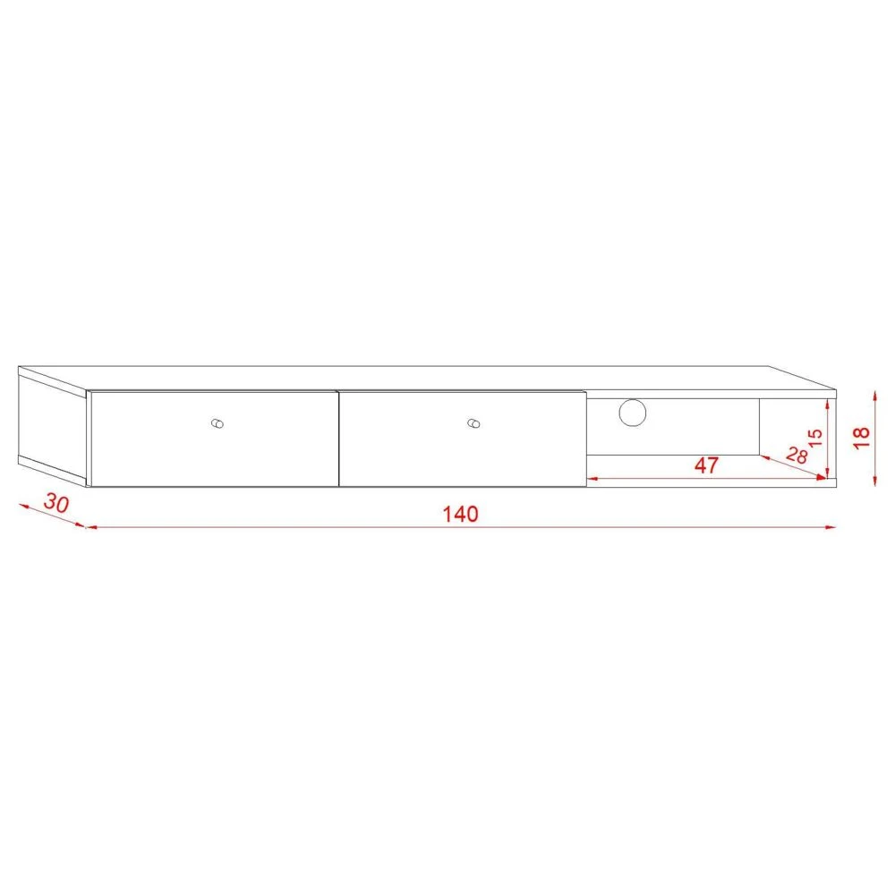 VIVALDI Console Murale - TULIA - 140 Cm - ChĂȘne Artisan / Blanc Mat -... â Image 4